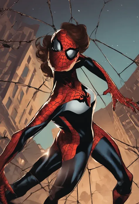 mulher jovem em traje de aranha - homem, aranhaverso •, spider - estilo de arte verso, ( ( Mulher-Aranha ) ), morena, Mulher Aranha, no aranhaverso, Estilo Marvel, em estilo de maravilha, no aranhaverso, estilo comic, estilo desenho