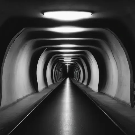 Independent tunnel，only one，without background，Front view，shot from a far distance，No clutter