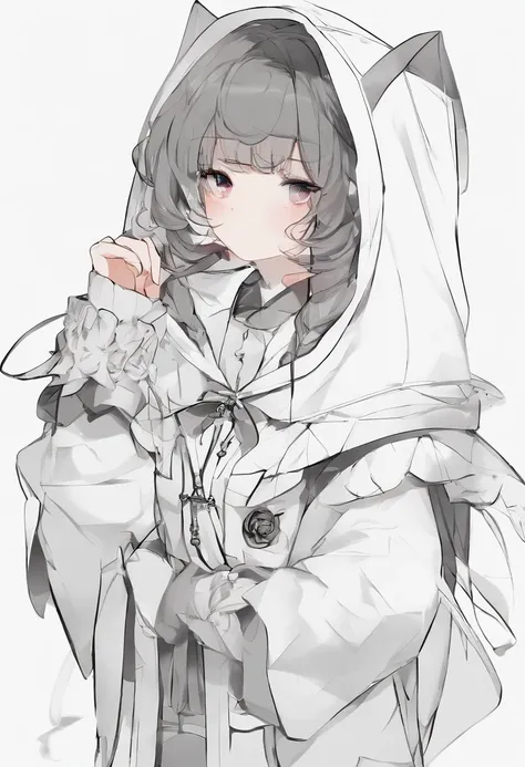 1 female、独奏、short-hair、Opening Mouth、bangss、hair adornments、long-sleeve、bow ribbon、鎖骨、Hair Ribbon、grey  eyes、A dark-haired、multicolored hair、Close one eye、hoods、Two-side-up、Sleeves go up to the wrist、a black ribbon、parka、Hood down、Sleeves go over the finge...