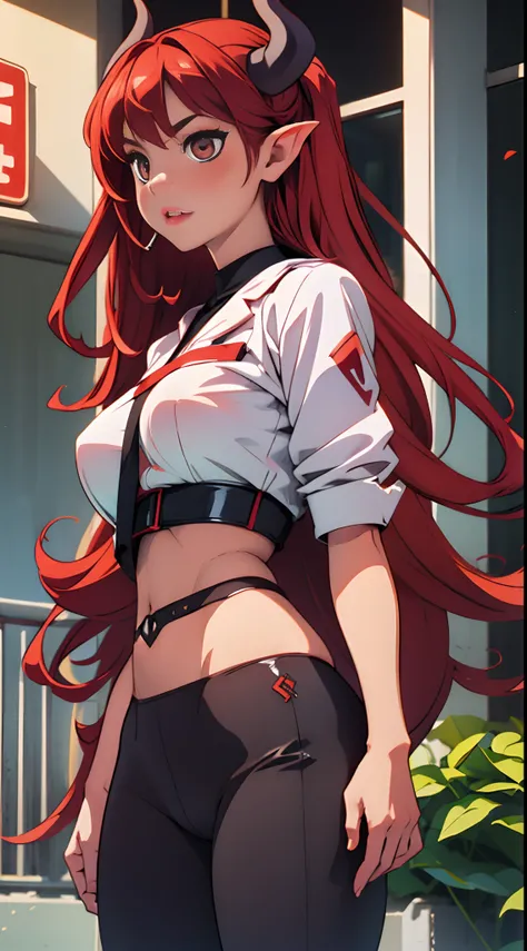 Sexy anime succubus girl woth red hair trying out different moeflavor clothes