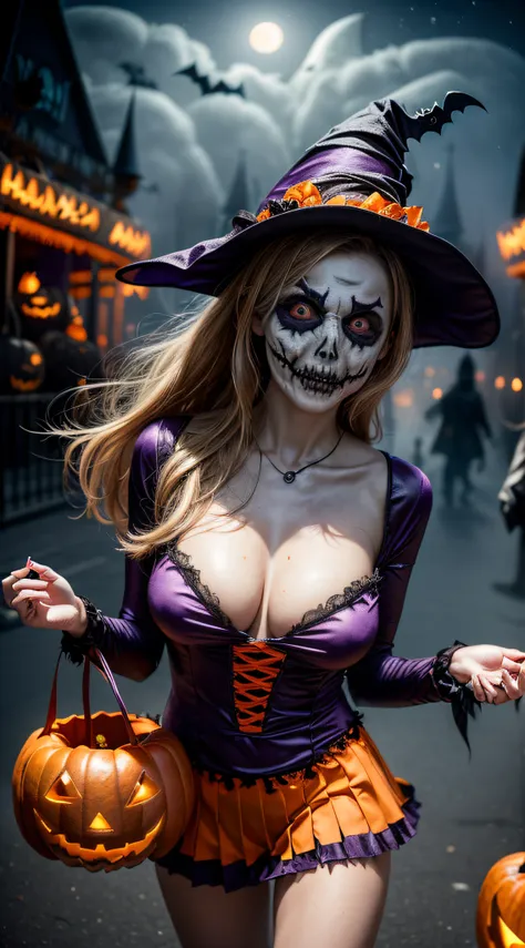 (A photo of a beautiful girl wearing a princess costume being chased by many zombies:1.5), 1beautiful girl, Amazing face and eyes, (extremely detailed beautiful face), (The sexiest look), (Beautiful big breasts:1.2), (School uniform, Pleated miniskirt:1.2)...