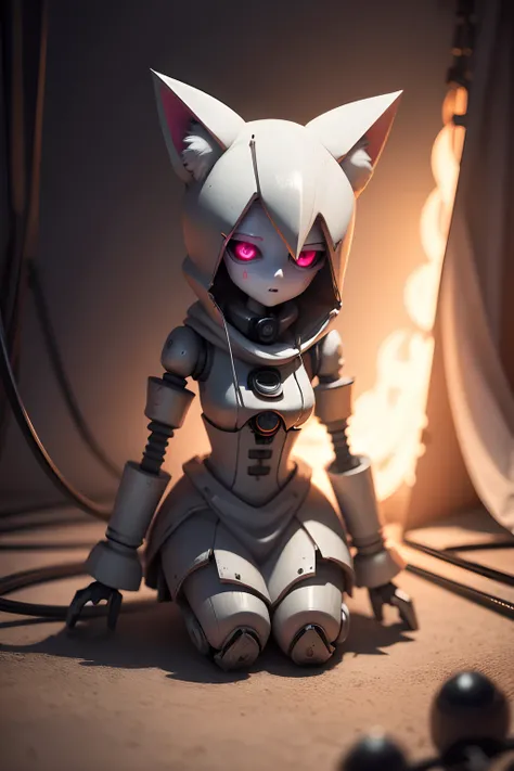 FNA mangle robotic whitefox girl, night, creepy playground background room