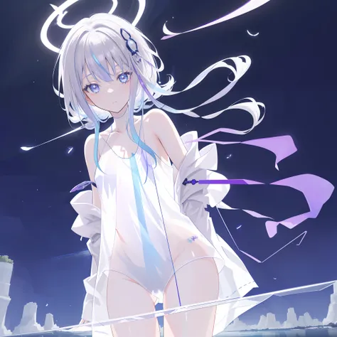 (((A close up view: 1.4))) of an anime teen girl, (standing in a river), (((half naked))), cinematic light, slim body with curves, skin is perfectly white, soft, and smooth, ((no nsfw)), Extremely delicate and beautiful CG illustration, best quality, high ...