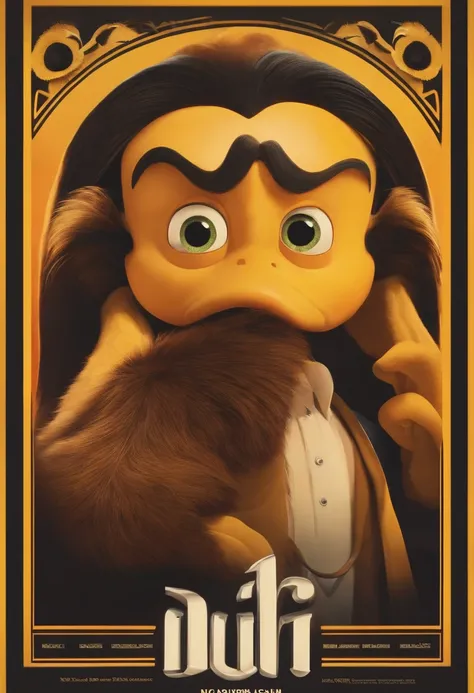 um poster de filme no estilo disney pixar .personagem com olhos castanhos,cabelo curto ,usa jaqueta preta com amarelo, sentado na frente do computador , nome do poster e fenix social media