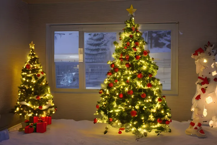 Leave only one Christmas tree in the center、Delete the right and left trees