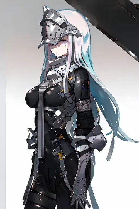 1girl,solo,white hair,long hair,armor