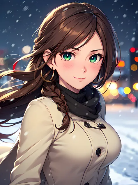 ((masterpiece, best quality, high resolution, UHD, perfect pixel, depth of field, 4k, RTX, HDR, extremely detailed)), 1girl, single, solo, 24 years old, beautiful anime girl, beautiful art style, anime character, sly smile, beautiful smile, ((long hair, br...