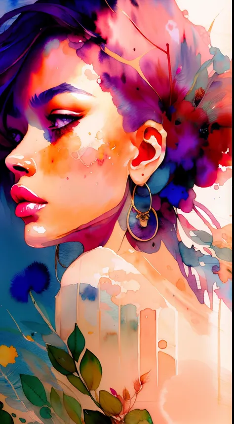 wtrcolor style, gun and rose digital art, official art, blown by the wind, masterpiece, beautiful, ((watercolor)), paint splatter, intricate detail. Great detail, [dripping:0.7], Trending on Artstation, Rachel Walker