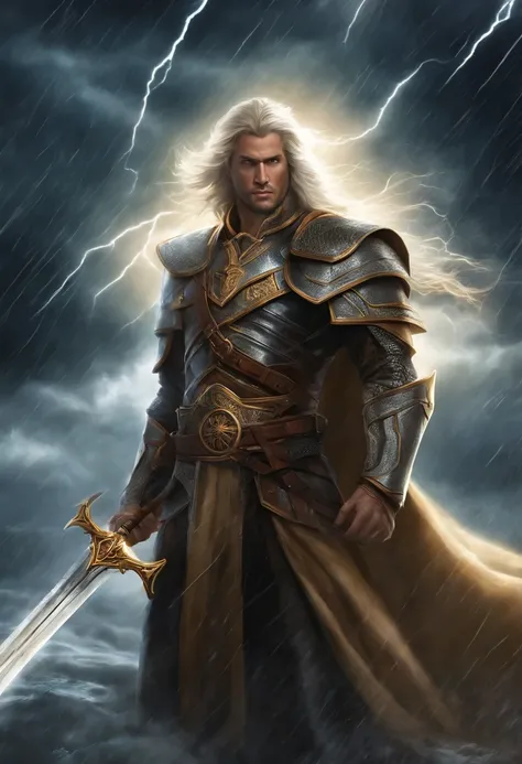 The enigmatic male wielder of the Thunderstrike Broadsword is a tempest-tamer, robed in storm-gray attire, his presence commanding the elements. His connection with the sword invokes the power of thunderstorms, mirroring his own tempestuous countenance. As...