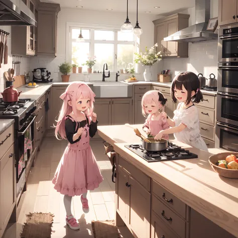 a big, beautiful pink house with four huge rooms that are just perfect for our family. And that kitchen, oh my goodness, it would be absolutely stunning! I can already imagine us cooking up delicious meals together and creating wonderful memories. And with...