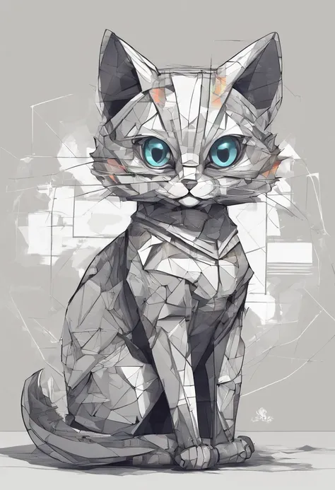 ( Fold cat ),(Best Pose),(best angle), (Better self-expression), Eduardo Cobra acolchoamento ,multidimensional geometric wall PORTRAIT, Art, chibi,yang08k, beutiful, coloration, Black