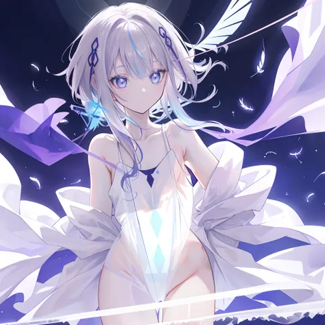 (((A close up view: 1.4))) of an anime teen girl, (standing in a river), (((half naked))), cinematic light, slim body with curves, skin is perfectly white, soft, and smooth, ((no nsfw)), Extremely delicate and beautiful CG illustration, best quality, high ...