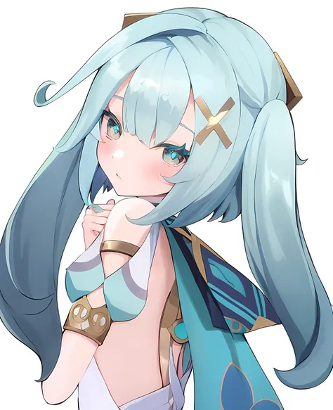 anime girl with blue hair and a cross on her chest, onmyoji portrait, mikudayo, portrait knights of zodiac girl, hatsune miku portrait, anime girl with teal hair, aqua from konosuba, miku, anime goddess, serene expression, portrait of hatsune miku, kirokaz...