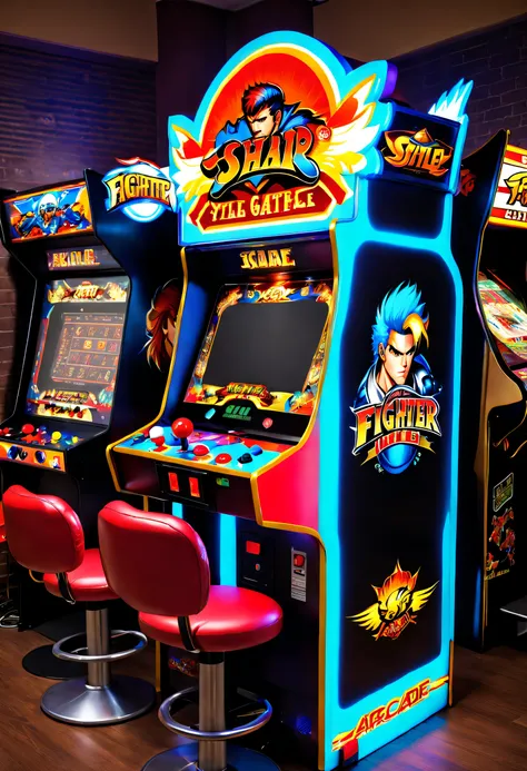 80shair style,Retro,Arcade games,Nostalgia,Arcade，king of fighter,