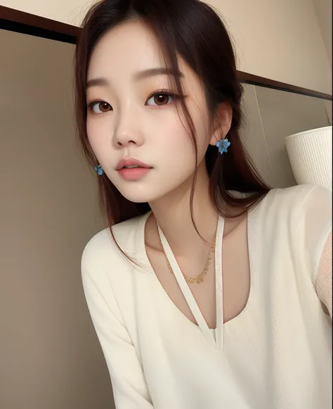 there is a woman that is posing for a picture in a white shirt, jennie blackpink, Heonhwa Choe, Xintong Chen, a young asian woman, linda mulher coreana jovem, com rosto redondo, Ulzzang, Xision Wu, young cute wan asian face, Gongbi, Jaeyeon Nam, Wenfei Ye,...