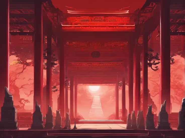 The hall of the temple，China-style