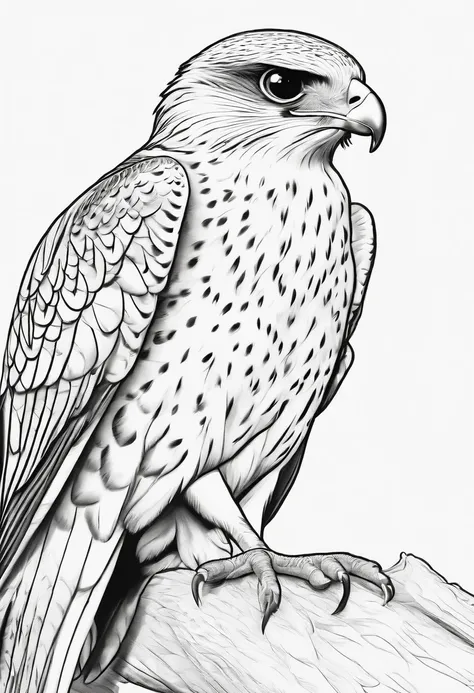 coloring book of Falcon, cartoon style, thick lines, no color, white background, strokes only