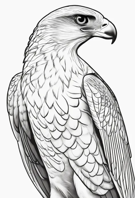 coloring book of Falcon, cartoon style, thick lines, no color, white background, strokes only