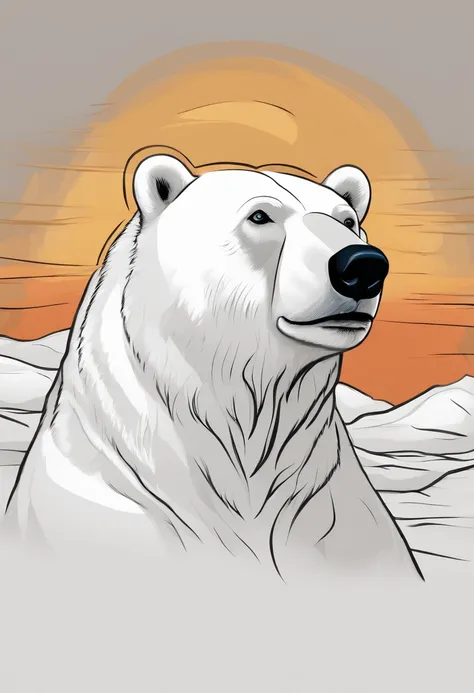 Polar bear, cartoon style, thick lines, no color, white background, strokes only.