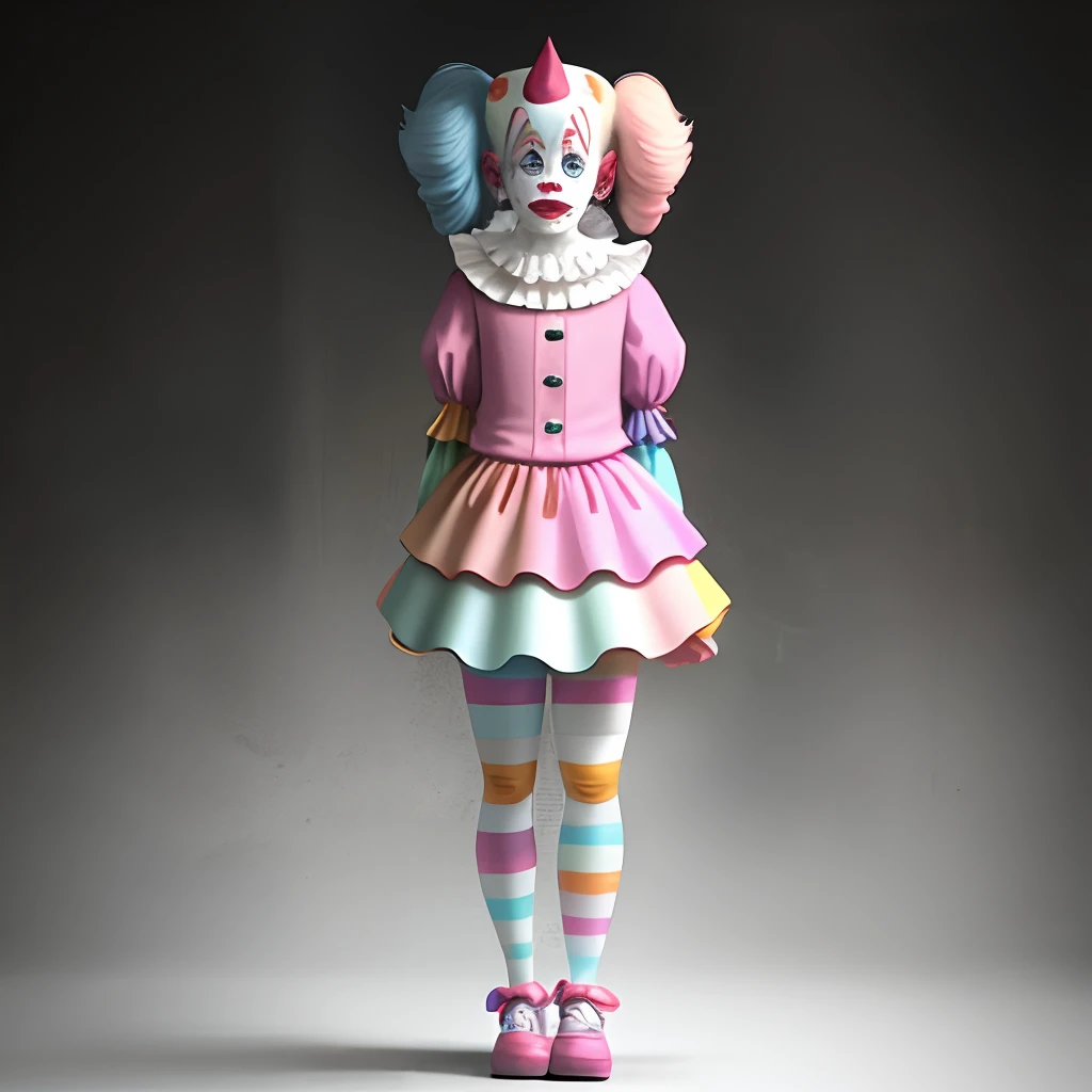 Anime pastel full body clown girl