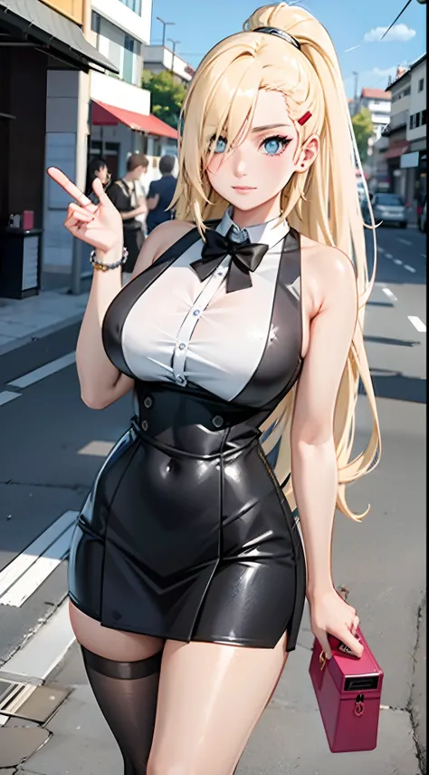 chica anime en traje blanco y negro posando en una calle de la ciudad, Estilo anime 4K, Mejor fondo de pantalla de Anime 4K Konachan, Fondo de pantalla de anime 4k, Guweiz en Pixiv Artstation, Guweiz en Artstation Pixiv, Anime Art Wallpaper 8K, Anime style...