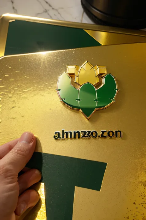 create a logo with the image of a cactus, with a metallic shine and the Amazon logo