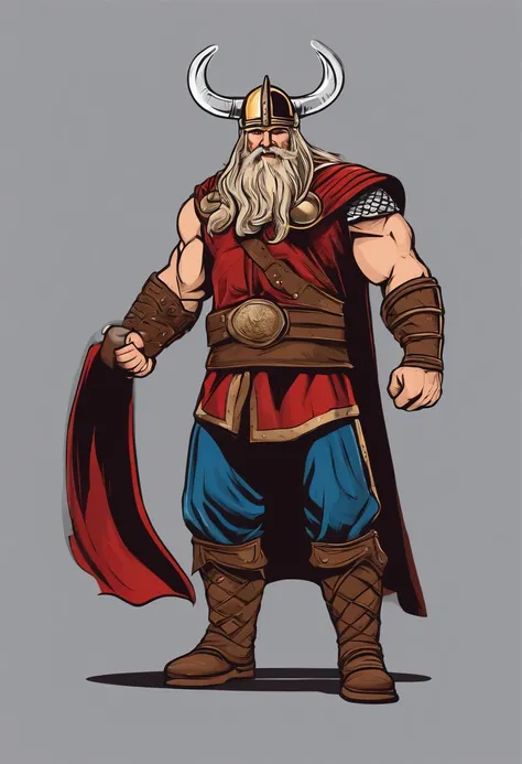 strong viking, using mobile phone, full body, holding a beer mug in his hand, comic book style, vector, thor inspired, clear background, charismatic,