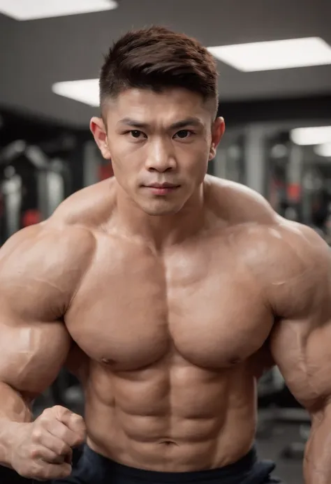 (Best quality,Ultra-detailed,Photorealistic:1.37),Wukong,strong muscular body,Unleash great power,lifting weights,muscular definition,Many bulging veins,Sweat dripping,Training intensity,BODY IN MOTION,High physical requirements,Heavier barbells and dumbbe...