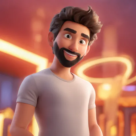 boy, low beard, teased hair, face, disney pixar 3d cartoon