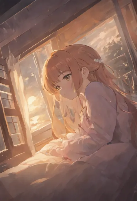 Extremely detailed CG unity 8k wallpaper), ((Photorealistic)),Beautiful Woman,((24yo)),Moonlight window,natta,Sleeping,((Sleeping)),bed,