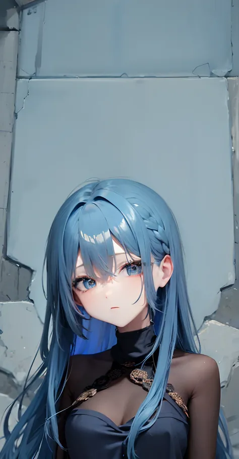 anime girl with blue hair and black top posing for a picture, anime moe artstyle, with blue hair, girl with blue hair, beautiful blue haired girl, sad cerulean eyes, made with anime painter studio, flat anime style shading, anime artstyle, anime style port...