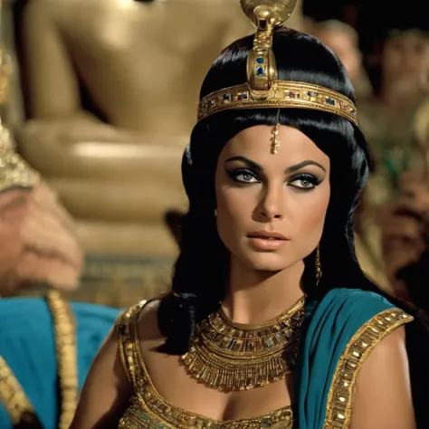 Mila kunis as cleopatra in the (cleopatra movie 1963), wide angle, colour film