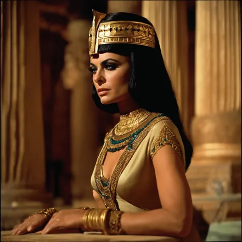 Mila kunis as cleopatra in the (cleopatra movie 1963), wide angle, colour film