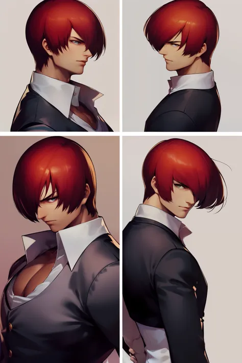 1boy,solamente, iori yagami, the king of fighters perfect details add 8;7,(cara con detalles perfectos, ojos con detalles perfec...