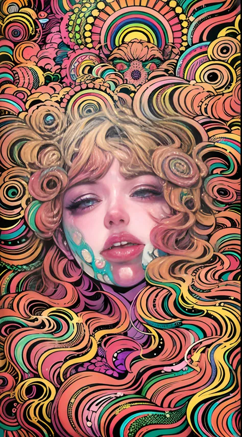 Seductive psychedelic horror, Trippy Hentai, body horror, having sex, real breasts, surreal Sex, LSD trip, sensual, psychedelic sex, provocative, colorful, glowing