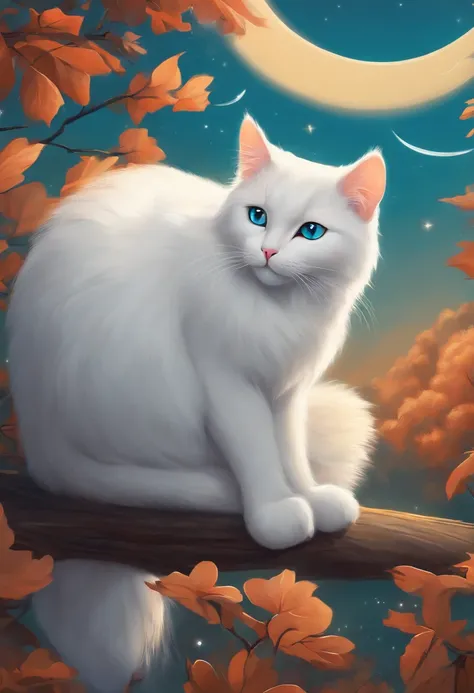 A dull white cat , Cartoon , artwork of a , Animal , High quality ,cat .