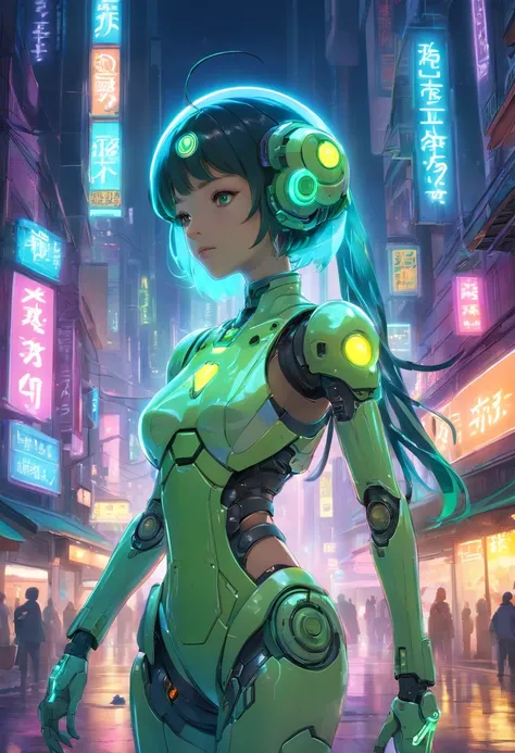 "「Droid」Imagine a breathtaking digital artwork featuring,Anthropomorphic turtles in the fascinating cyberpunk world. Droid、It is a symbol of the futuristic harmony between nature and technology. Wearing a pale yellow dress decorated with enchanting star pa...