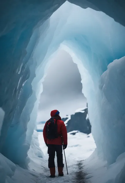 Antarctic continent、a paradise、Huge ice wall、Plants、tunnel、