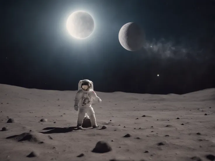 astronalta playing football on the moon