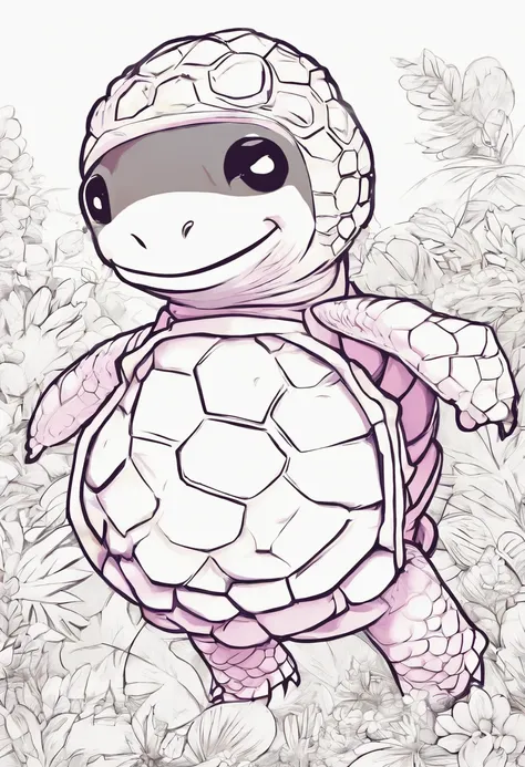 dibujo en blanco y negro para colorear, una tortuga