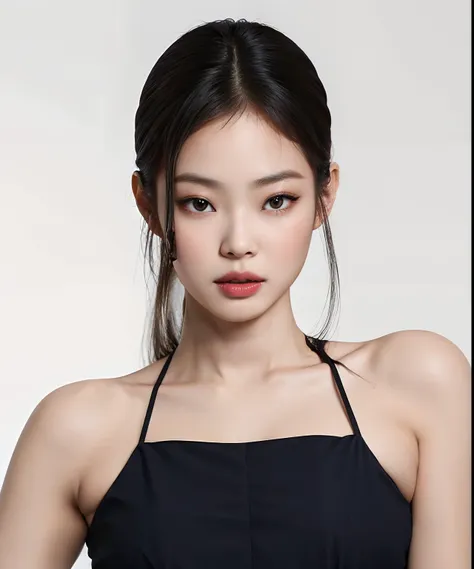 una mujer con un top negro y una falda negra posando para una foto, blackpink jennie, heonhwa choe, gongbi, lee ji - eun, lee ji...