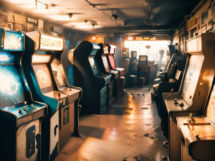 arcade，retro，nostalgia，（pastel colour：1.2）