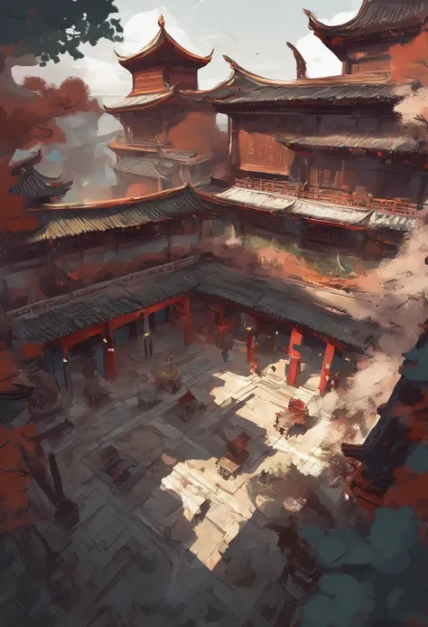 Top view of the courtyard，China-style