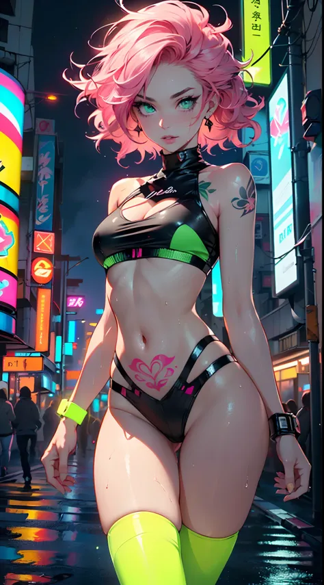 girl rave,(((1girl))),((girl with extremely cute and beautiful pink hair)),((asian features)),

(large breasts:1.4),saggy breasts,(((neon pink hair:1.35,wild hair,long hair:1.4,colored inner hair,ear breathing))),(((neon_green_eyes:1.3))),intricate eyes,be...