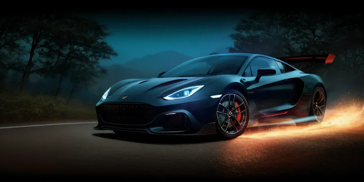 imagem arafed de um carro dirigindo em uma estrada com um fundo desfocado, arte de fundo, 4K HD papel de parede ilustrativo, render de supercarro futurista, fundo neon-noir, Captura de tela do PC, papel de parede 4K, papel de parede 4k, pintado digitalment...