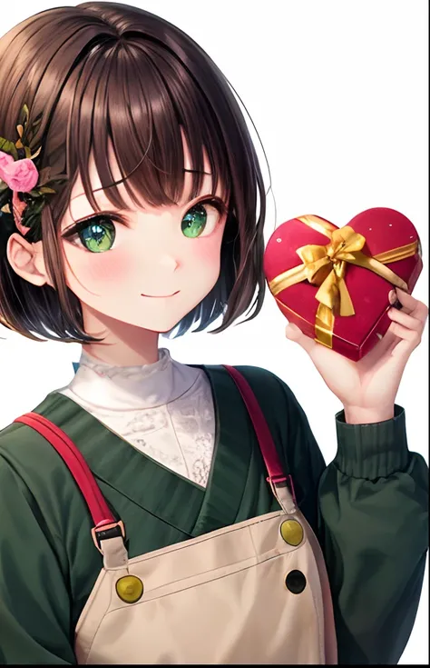 girl with、No background、without background、Background through、brown haired、Brown hair、short-cut、bob cuts、Subject bangs、Pattsun bangs、Aligned bangs、Sareme、drooping eyebrows、Takuambi、Marovi、Round eyebrows、Green eyes、green colored eyes、confession、koi、Embarras...