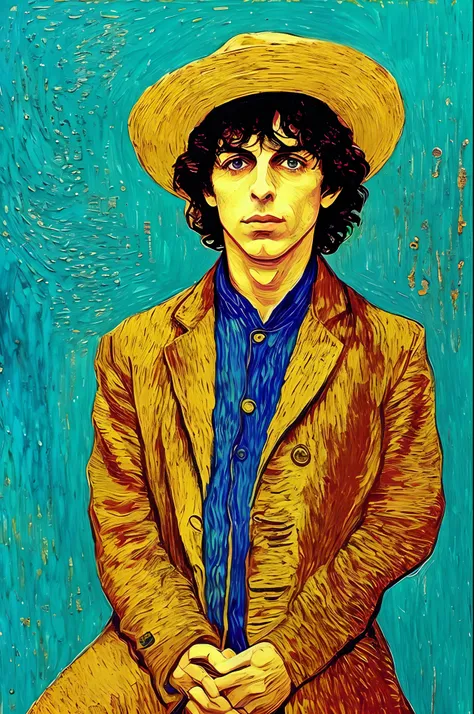 Make an image of Syd Barrett in the style of Van Gogh