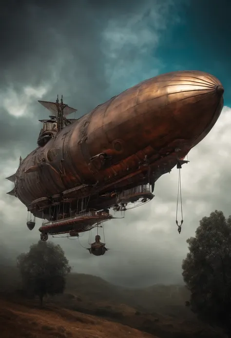 gothic flying iron airship war machine