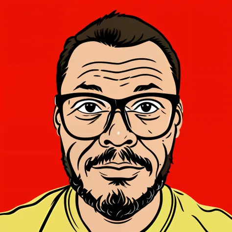 guttonerdvision4, portrait of a man wearing glasses, detailed skin, vector, splash background ink