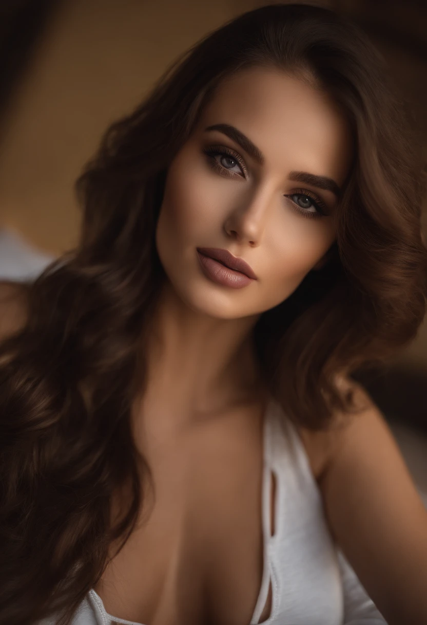 arafed frau voll , Sexy girl with brown eyes, ultra realistisch, Akribisch detailliert, portrait sophie mudd, brown hair and big eyes, Selfie einer jungen Frau, Dubai Augen, Violet Myers, ohne Make-up, Natural makeup, Blick direkt in die Kamera, Gesicht mi...